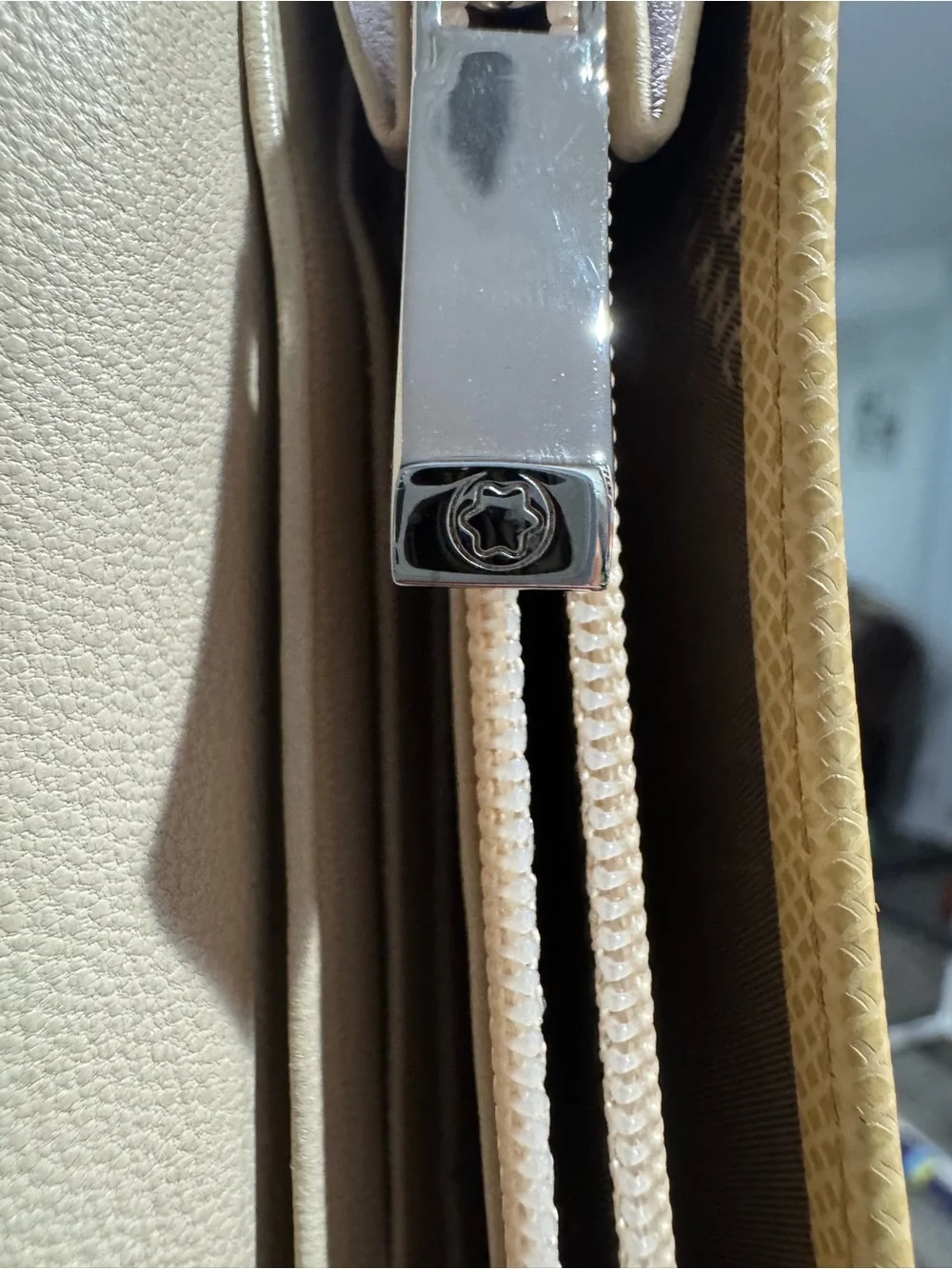 Montblanc Beige Embossed Leather Long Wallet – Pristine Condition